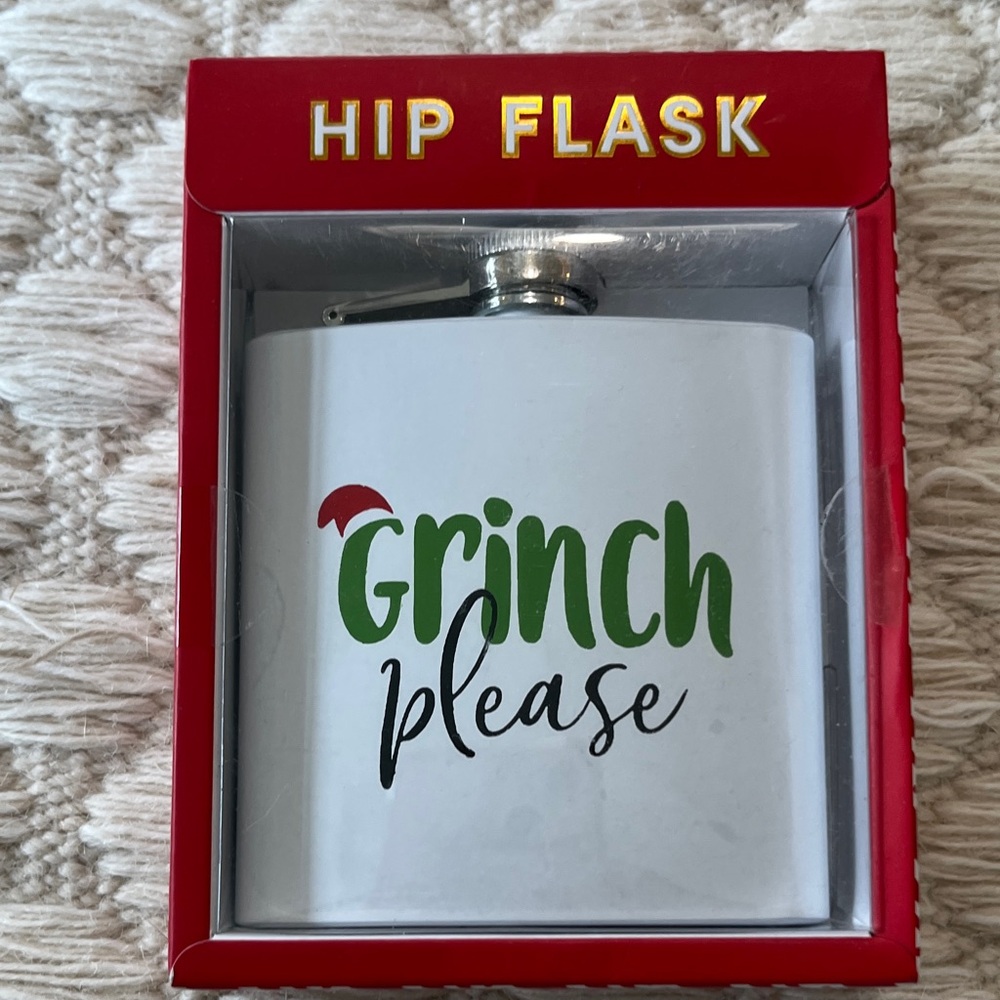 New in box Grinch Please Hip Flask
